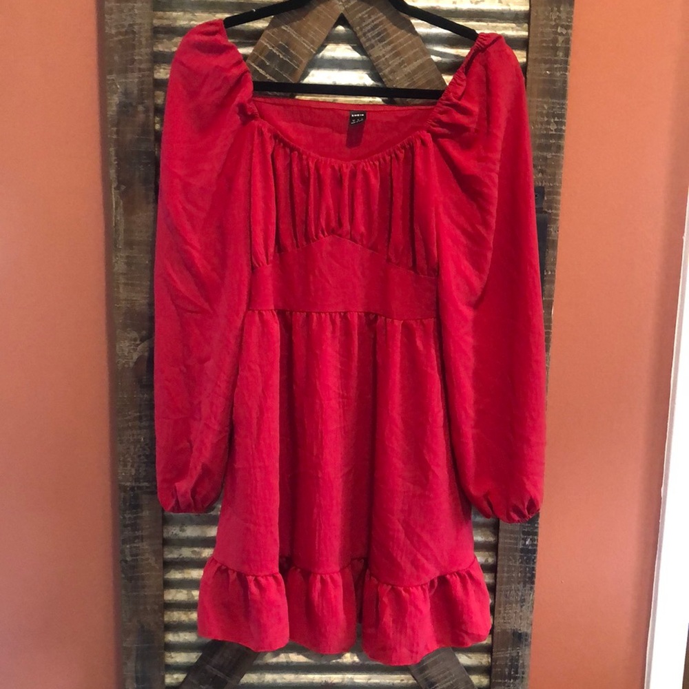Red Shein casual off shoulders dress